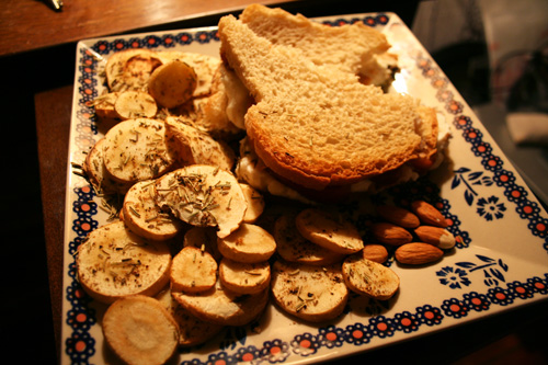 Roasted parsnips, almonds, and another interesting sandwich!